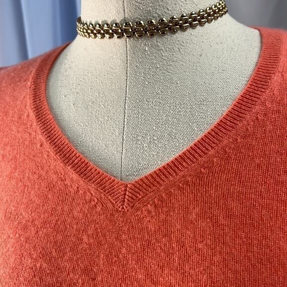 Alex Marie coral orange cashmere v-neck pullover sweater size small - Picture 3 of 7